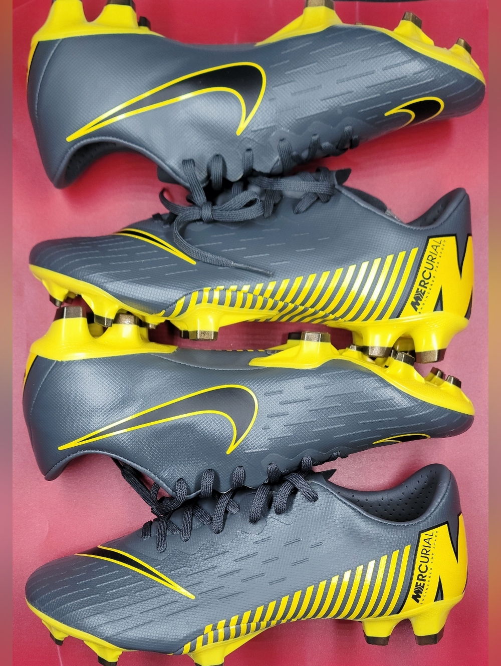 Nike Mercurial Vapor 12 Pro FG Soccer Cleats Lot Of 2 Grey/Yellow Sz 6 Men New